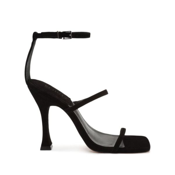 Schutz | Nelli Nubuck Sandal-Black - Click Image to Close