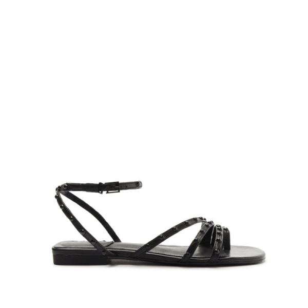 Schutz | Anne Nappa Leather Flat Sandal-Black