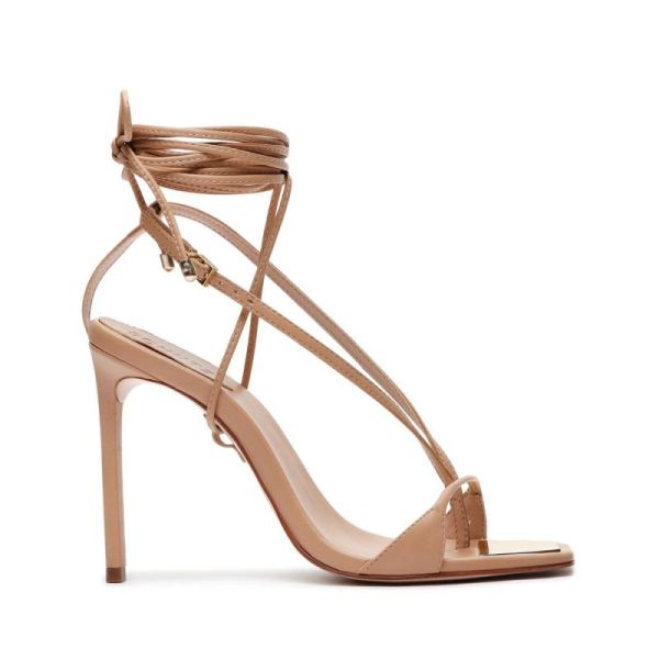 Schutz | Vikki Leather Sandal | Stiletto-Heeled Style -Honey Beige - Click Image to Close