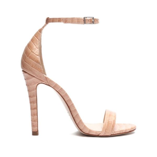 Schutz | Cadey-Lee Crocodile-Embossed Leather Sandal -Sweet Rose