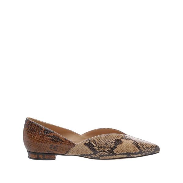 Schutz | Katiely Snake-Embossed Leather Flat-Natural Snake