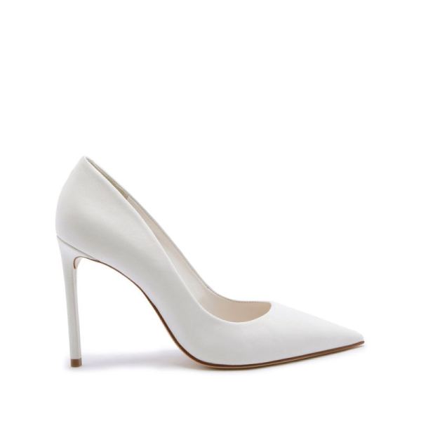 Schutz | Lou Leather Pump in White | Pointed Toe Shoe -White