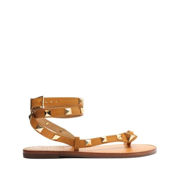 Schutz | Courtney Studs Leather Sandal-Golden Ochre