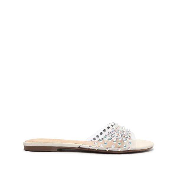 Schutz | Greece Vinyl Flat Sandal-Pearl - Click Image to Close