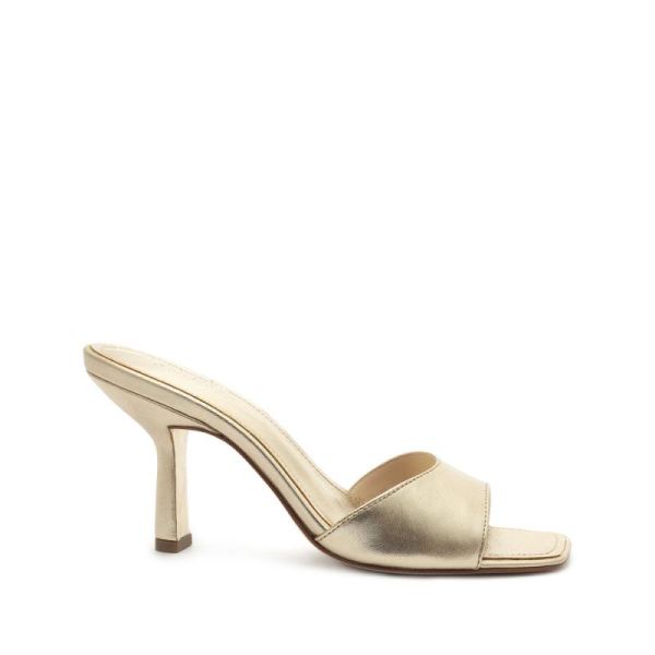 Schutz | Posseni Metallic Leather Sandal-Gold