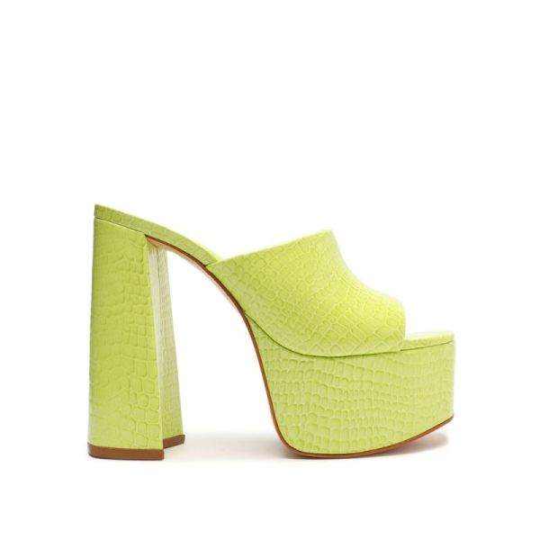 Schutz | Darah Crocodile-Embossed Leather Sandal-Green Fresh