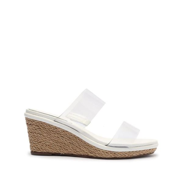 Schutz | Arien Mid Wedge Sandal-White - Click Image to Close