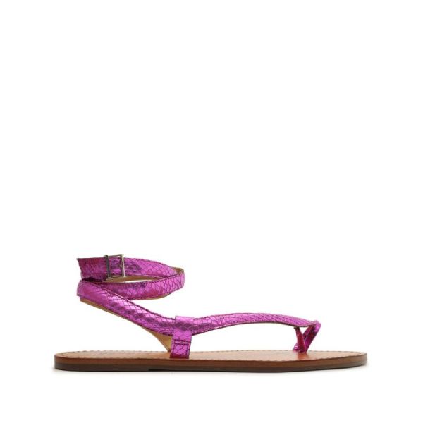 Schutz | Courtney Metallic Leather Sandal-Bright Violet
