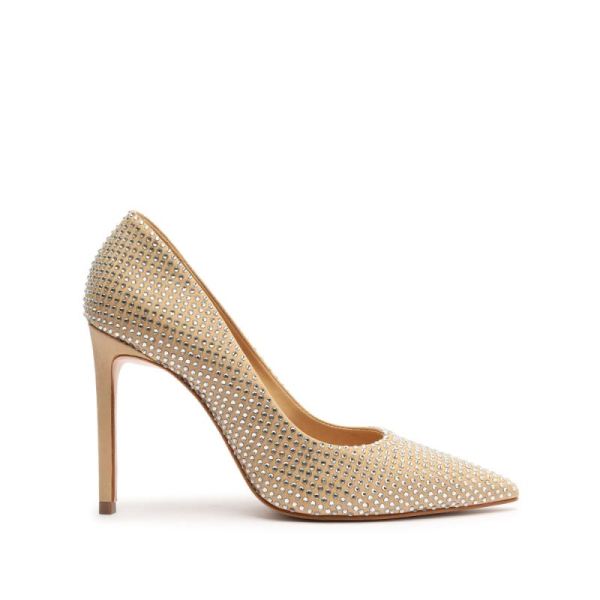 Schutz | Lou Crystal Nubuck&Rhinestones Pump-Light Nude - Click Image to Close