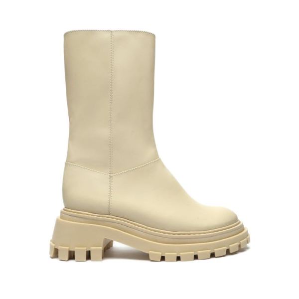 Schutz | Juany Rubber Leather Boot-Eggshell - Click Image to Close