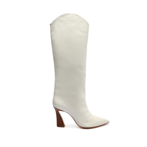 Schutz | Maryana Flare Leather Boot: Most-Loved Ever -Pearl - Click Image to Close