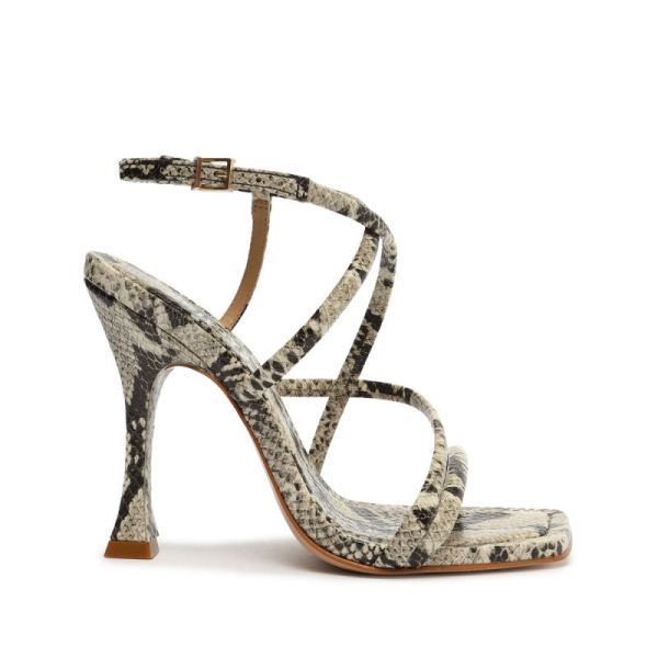 Schutz | Lovi Snake-Embossed Leather Sandal-Natural Snake