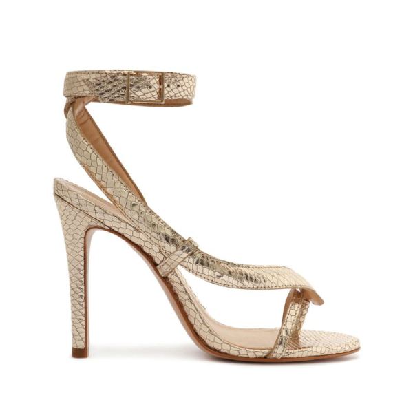 Schutz | Courtney High Metallic Sandal-Gold - Click Image to Close