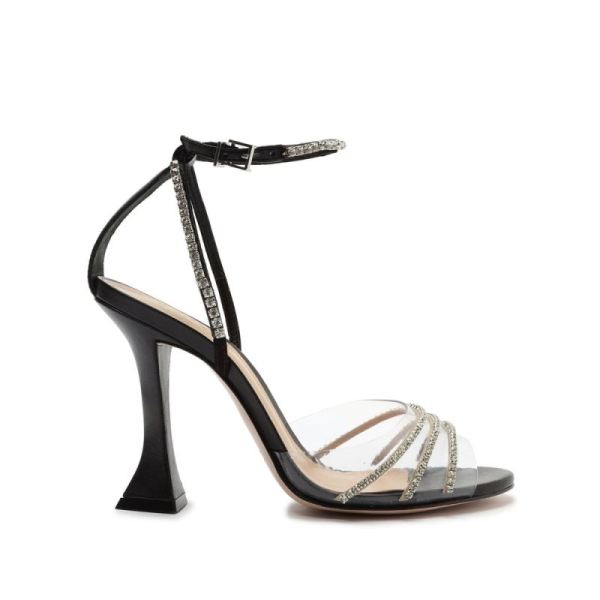 Schutz | Renah Leather&Rhinestones Sandal-Black - Click Image to Close