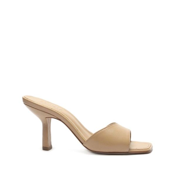 Schutz | Posseni Leather Sandal | Minimal Slip-on Sandal -Beige