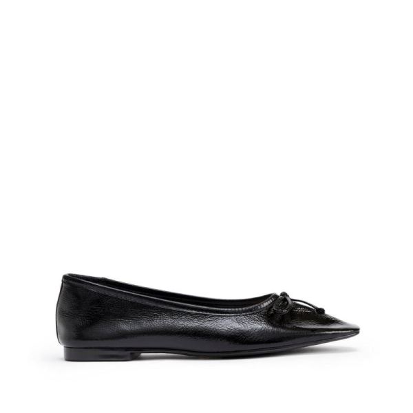 Schutz | Arissa Ballet Flat with Bow Tie Detail in Leather -Black - Click Image to Close