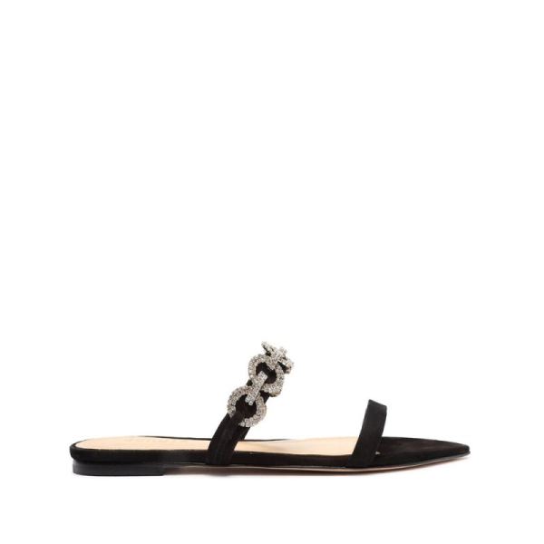 Schutz | Elisah Nubuck Flat Sandal-Black - Click Image to Close