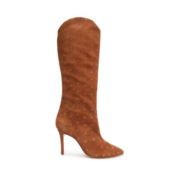 Schutz | Maryana Studded Suede Boot-Deep Nude