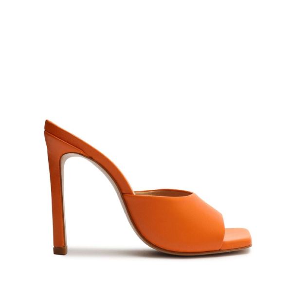 Schutz | Kate Nappa Leather Sandal-Bright Tangerine