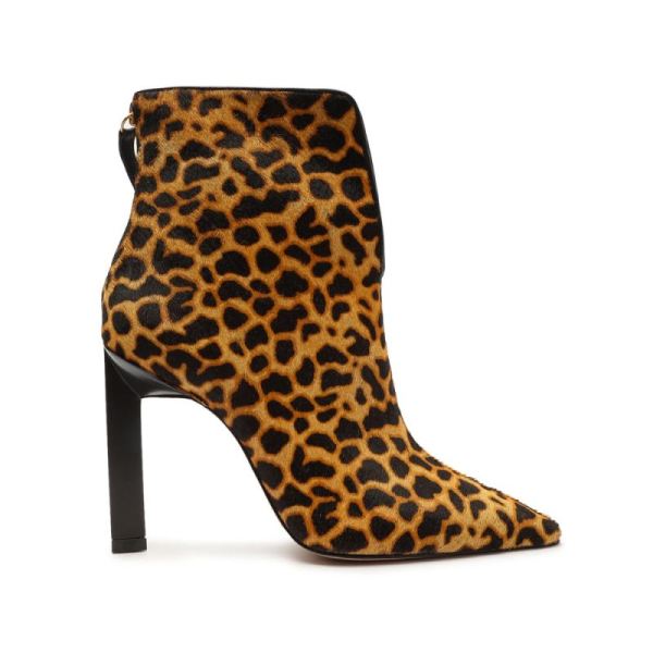 Schutz | Viha Leopard-Printed Leather Bootie-Leopard - Click Image to Close