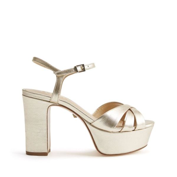 Schutz | Keefa Sandal: Disco Glamour Shoe -Platina Gold - Click Image to Close