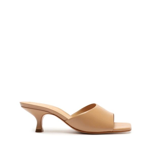 Schutz | Dethalia Leather Sandal in Honey Beige Color -Honey Beige