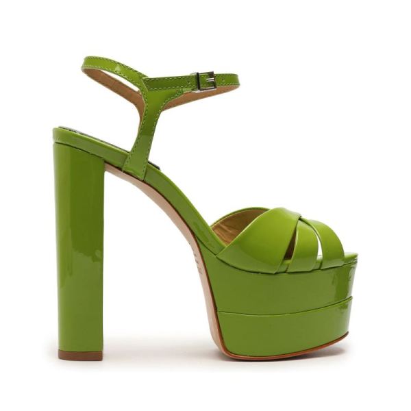 Schutz | Keefa High Patent Sandal-Green - Click Image to Close