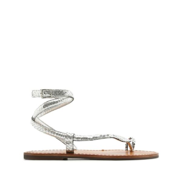 Schutz | Courtney Metallic Leather Sandal-Light Silver - Click Image to Close