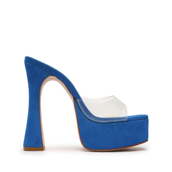 Schutz | Haila Vinyl&Suede Sandal-Blue - Click Image to Close