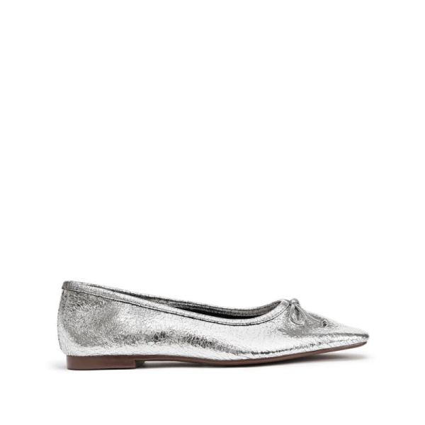 Schutz | Arissa Ballet Flat with Bow Tie Detail in Metallic -Silver - Click Image to Close