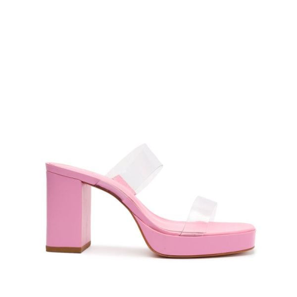 Schutz | Ariella Platform Vinyl Sandal-Club Rose - Click Image to Close