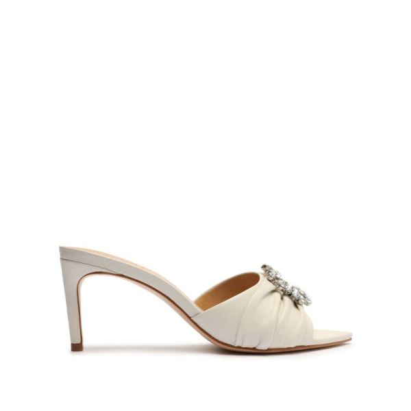 Schutz | Meisho Mid Nappa Leather Sandal-Pearl - Click Image to Close