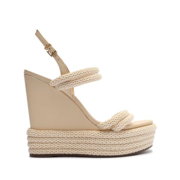 Schutz | Leeneh Atanado Leather Sandal-Eggshell - Click Image to Close