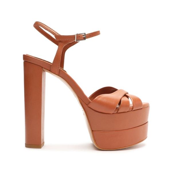 Schutz | Keefa High Nappa Leather Sandal-Brown