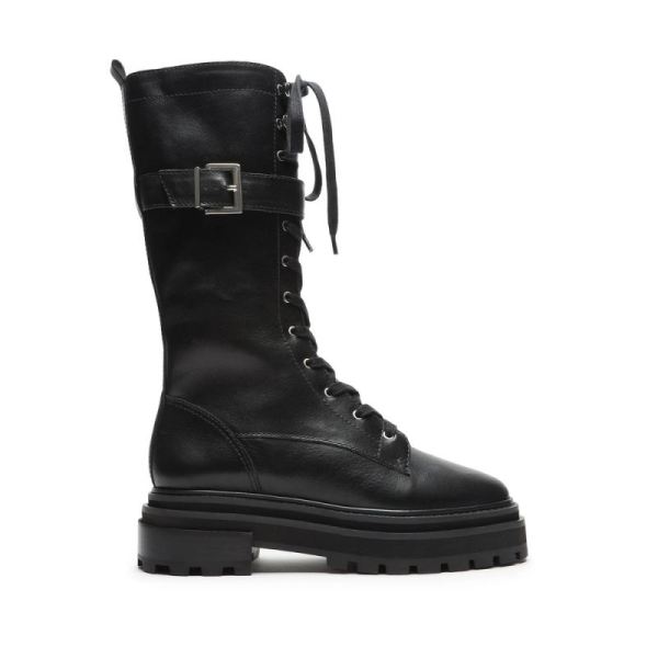 Schutz | Moly Black Leather Combat Boot -Black - Click Image to Close