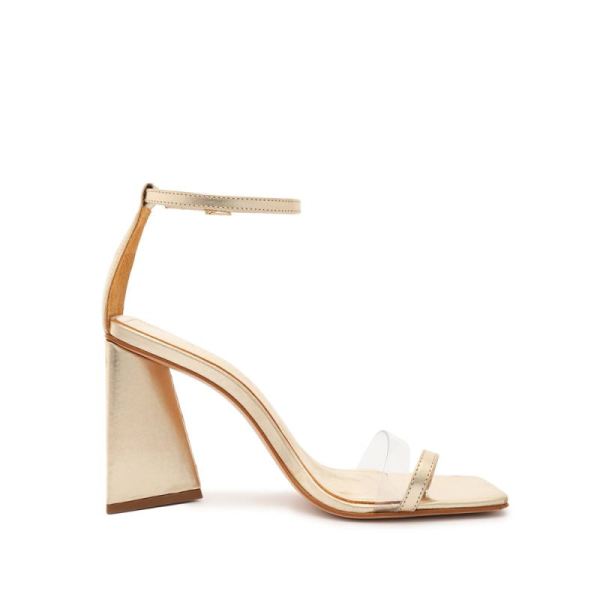 Schutz | Avva Vinyl&Metallic Nappa Sandal-Platina Gold - Click Image to Close