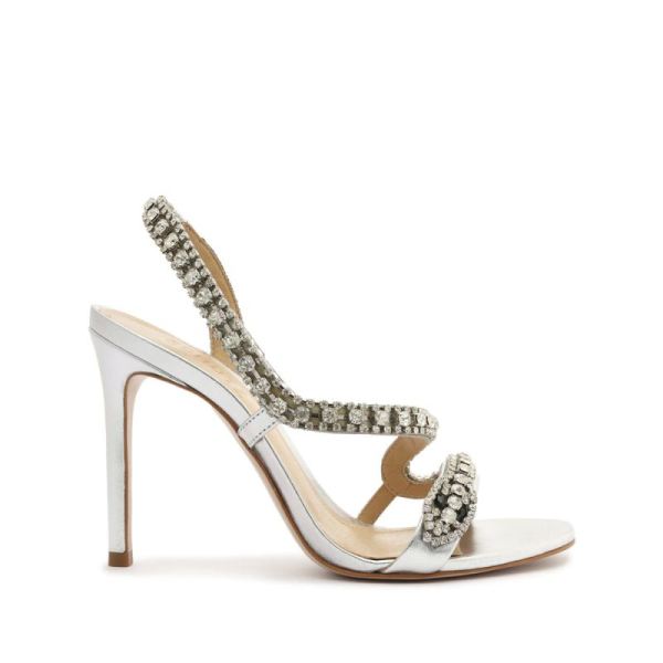 Schutz | Court Metallic Sandal-Silver