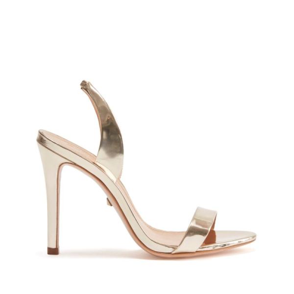 Schutz | Luriane High Heel Metallic Sandal -Platina Gold - Click Image to Close