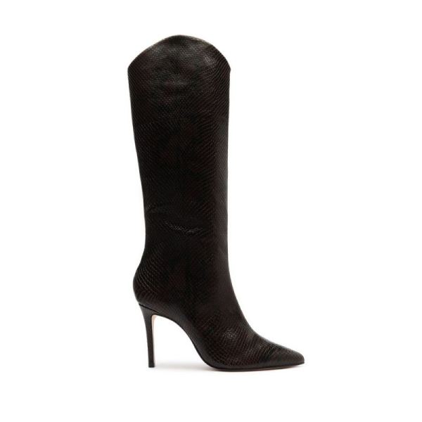 Schutz | Maryana Snake-Embossed Leather Boot-Umber