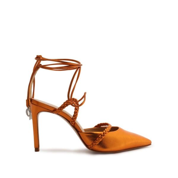 Schutz | Lunah Metallic Nappa Leather Pump-Orange