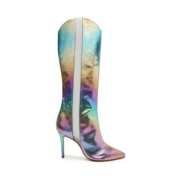 Schutz | Maryana Metallic Leather Boot-Rainbow Light