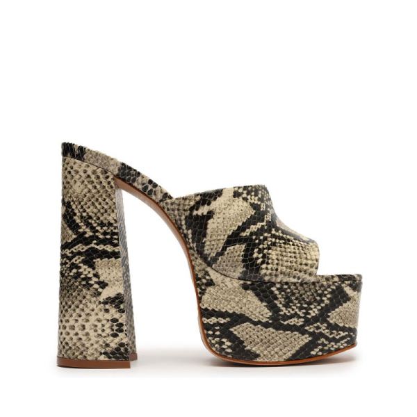 Schutz | Darah Snake Embossed Leather Sandal-Natural Snake