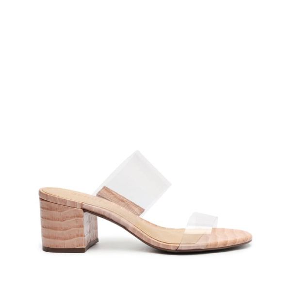 Schutz | Victorie Crocodile-Embossed Leather Sandal-Sweet Rose