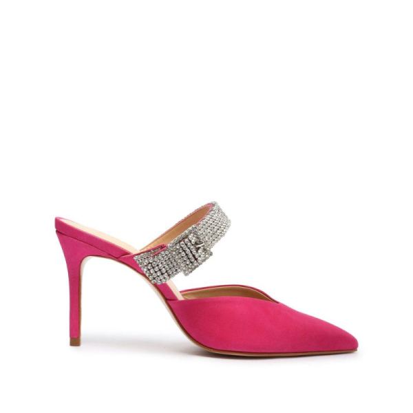 Schutz | Tishara Nubuck&Rhinestones Pump-Hot Pink - Click Image to Close