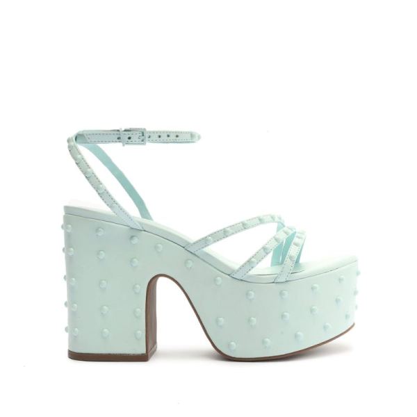 Schutz | Anne Nappa Leather Sandal-Soft Sky - Click Image to Close