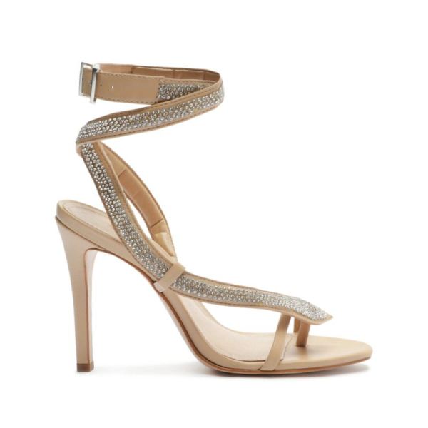 Schutz | Courtney Crystal Nappa Leather Sandal-Gold