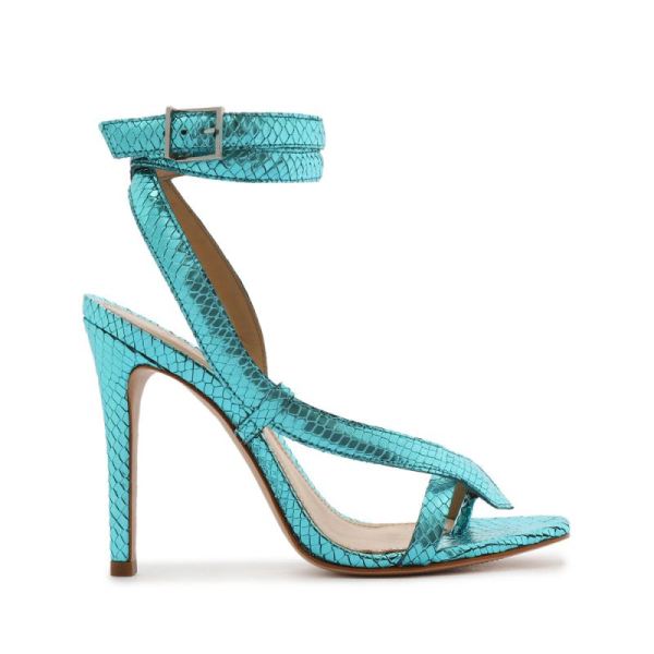 Schutz | Courtney High Metallic Sandal-Turquesa