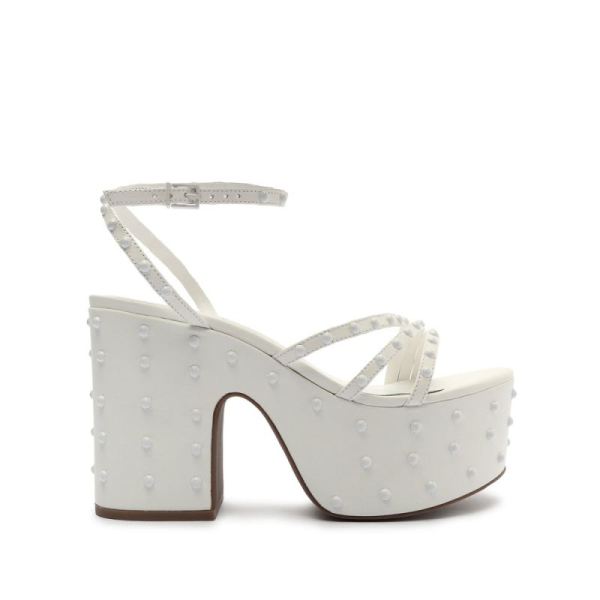 Schutz | Anne Nappa Leather Sandal-White - Click Image to Close