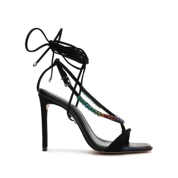 Schutz | Vikki Crystal Nubuck Sandal-Black - Click Image to Close