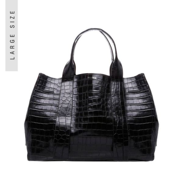 Schutz | Maxi Crocodile-Embossed Leather Bag-Black